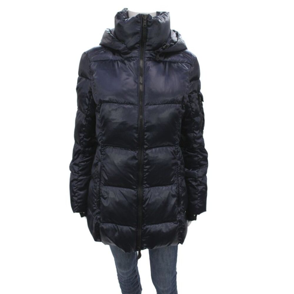 S13 NYC Women Blue Puffer Jacket Zip Polyester Long Sleeve Outdoor Size S